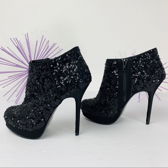 Call it Spring / Black Sequin Heeled Booties - Picture 5 of 8